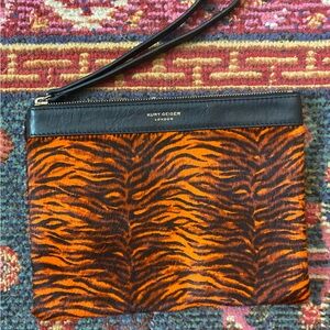 Kurt Geiger Black and Orange Tiger Print Wristlet